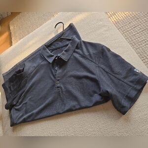Kuhl Men's Engineered Polo Short Sleeve Blue Sz M UPF Lightweight Workwear Golf